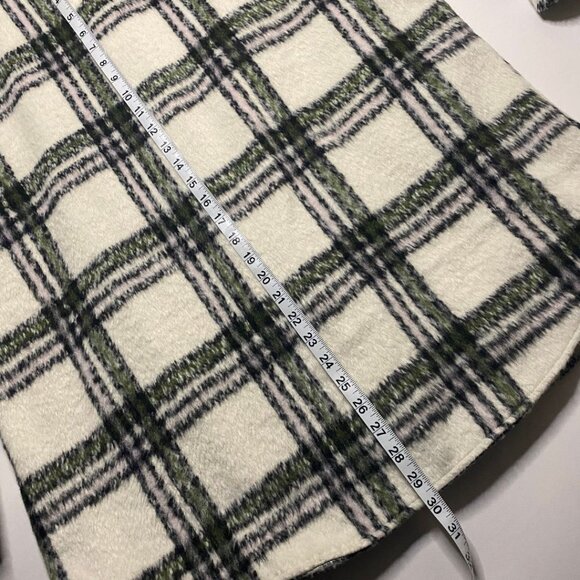 AVEC LES FILLES Cozy Plaid Zip Front Jacket Green/Ivory Size XL - Picture 8 of 9